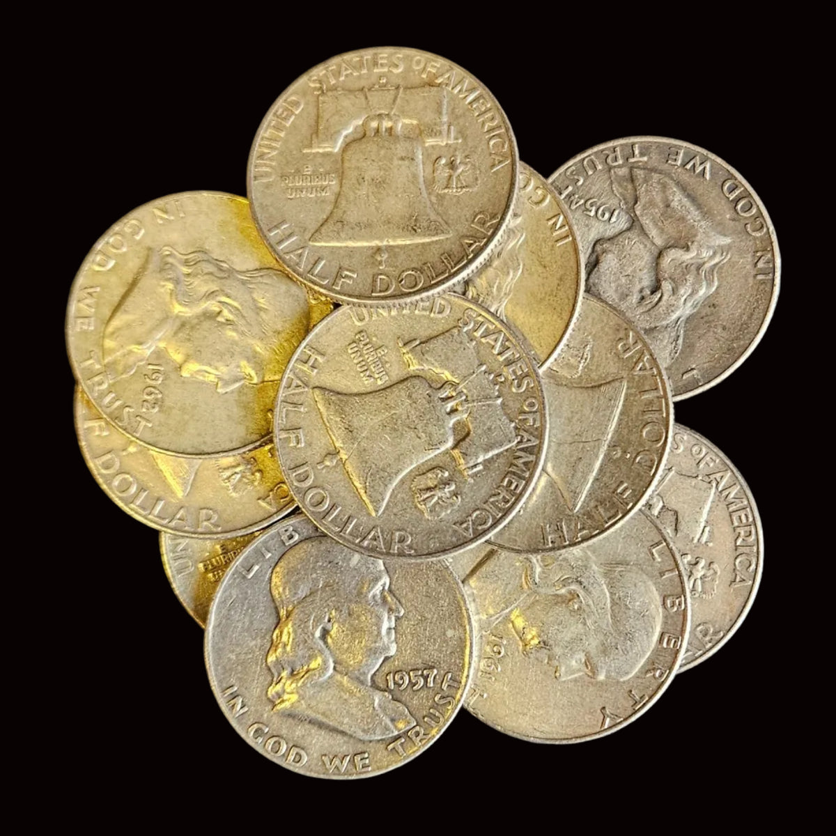 90% Silver Franklin Half Dollar – Circulated Random Date (1948–1963)