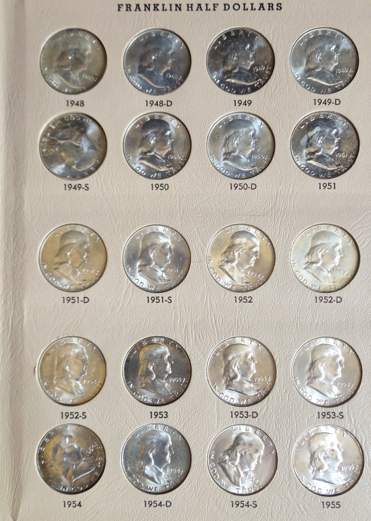 Complete Franklin Half Dollar Collection 1948-1963 – 35 Coins