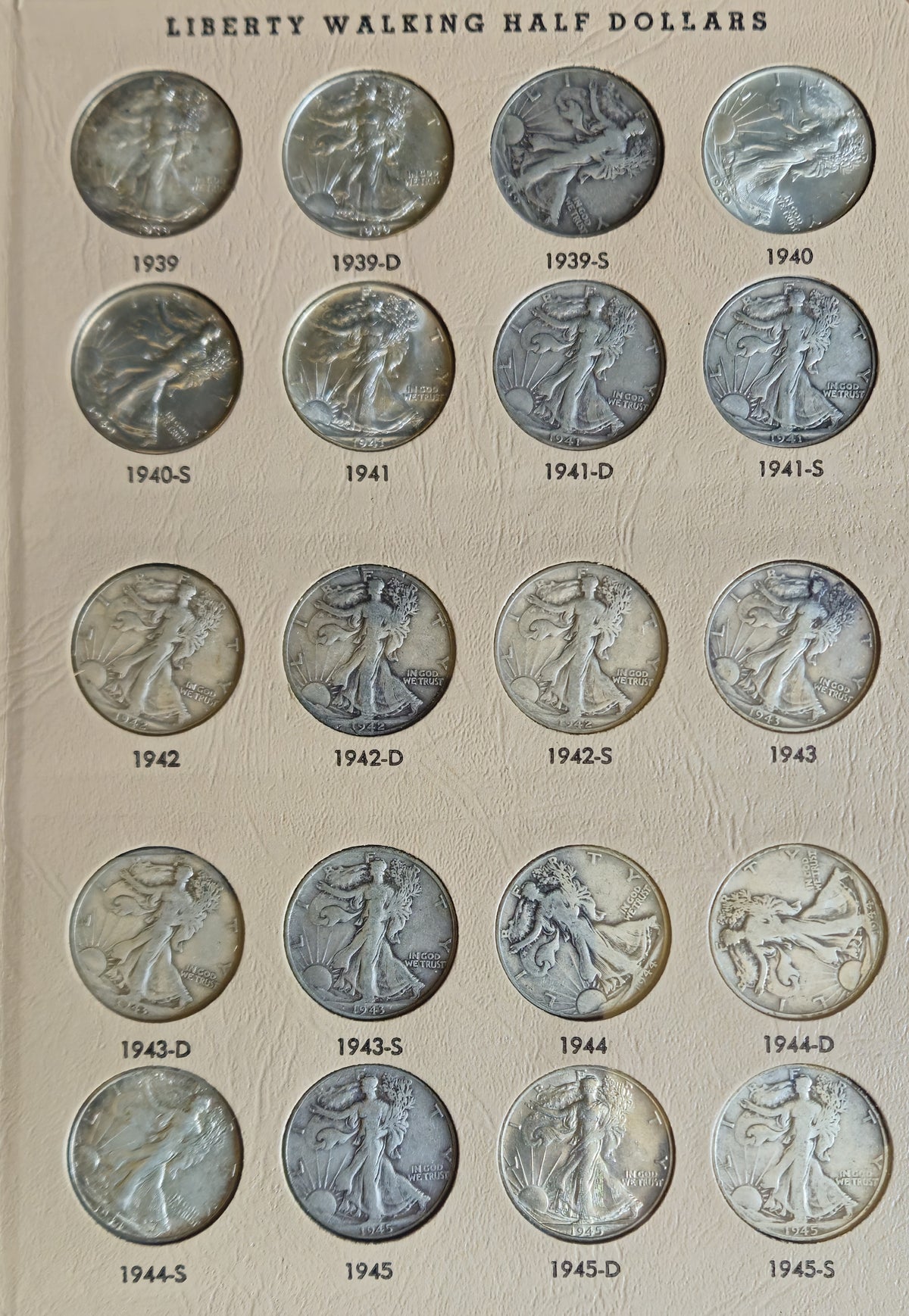 Complete Walking Liberty Half Dollar Collection 1916–1947 — All 65 Coins — Key Dates
