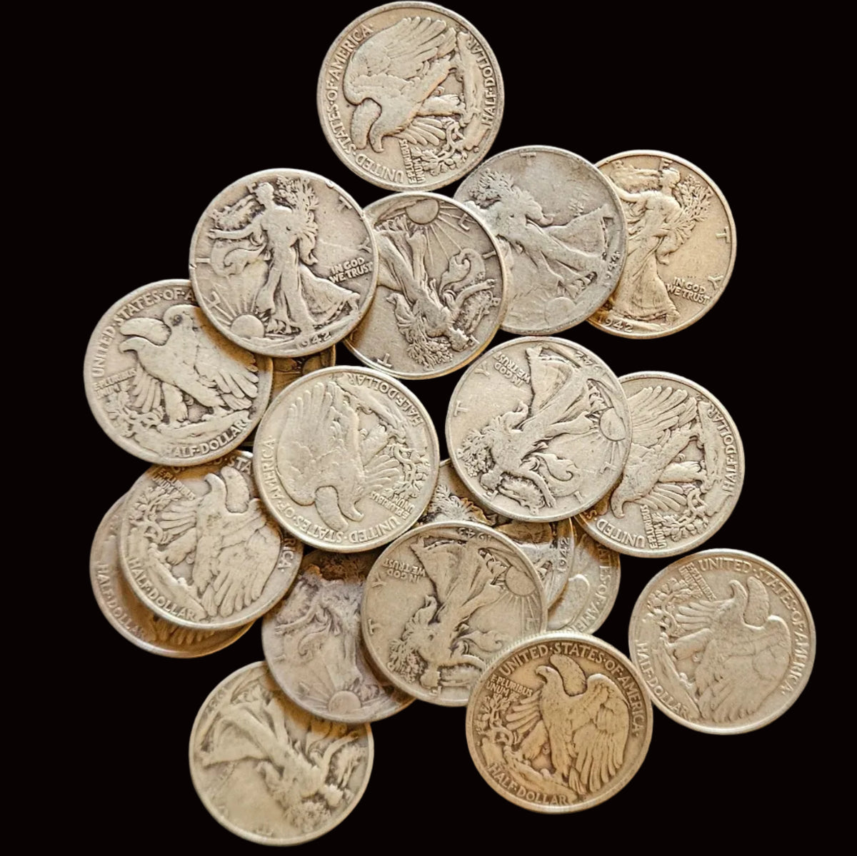 90% Silver Walking Liberty Half Dollar – Circulated Random Date (1916–1947)
