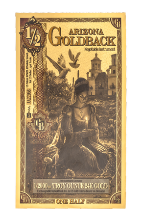 1/2 Arizona Goldback Alpha Edition front