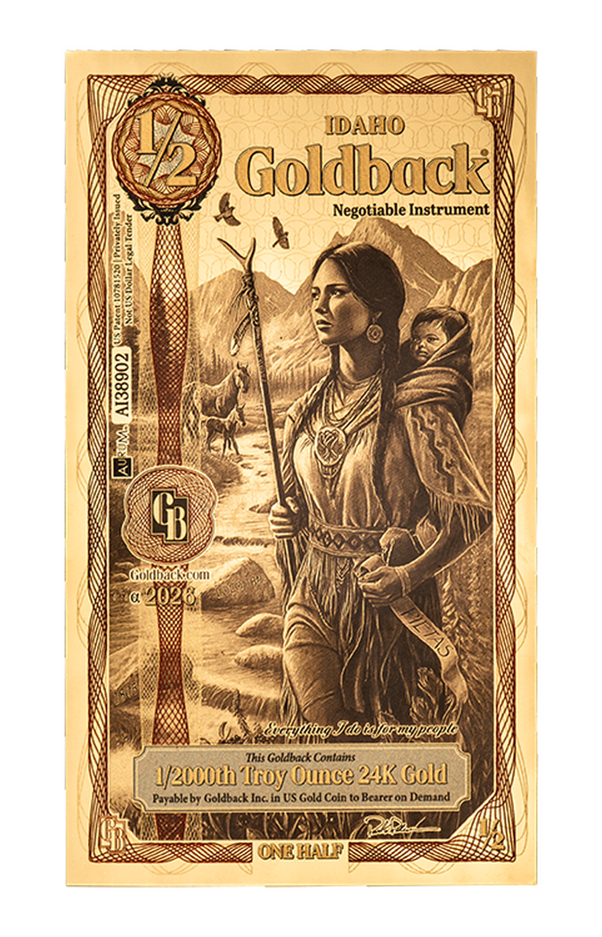 1/2 Idaho Goldback Alpha Edition front