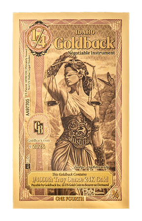 1/4 Idaho Goldback Alpha Edition front
