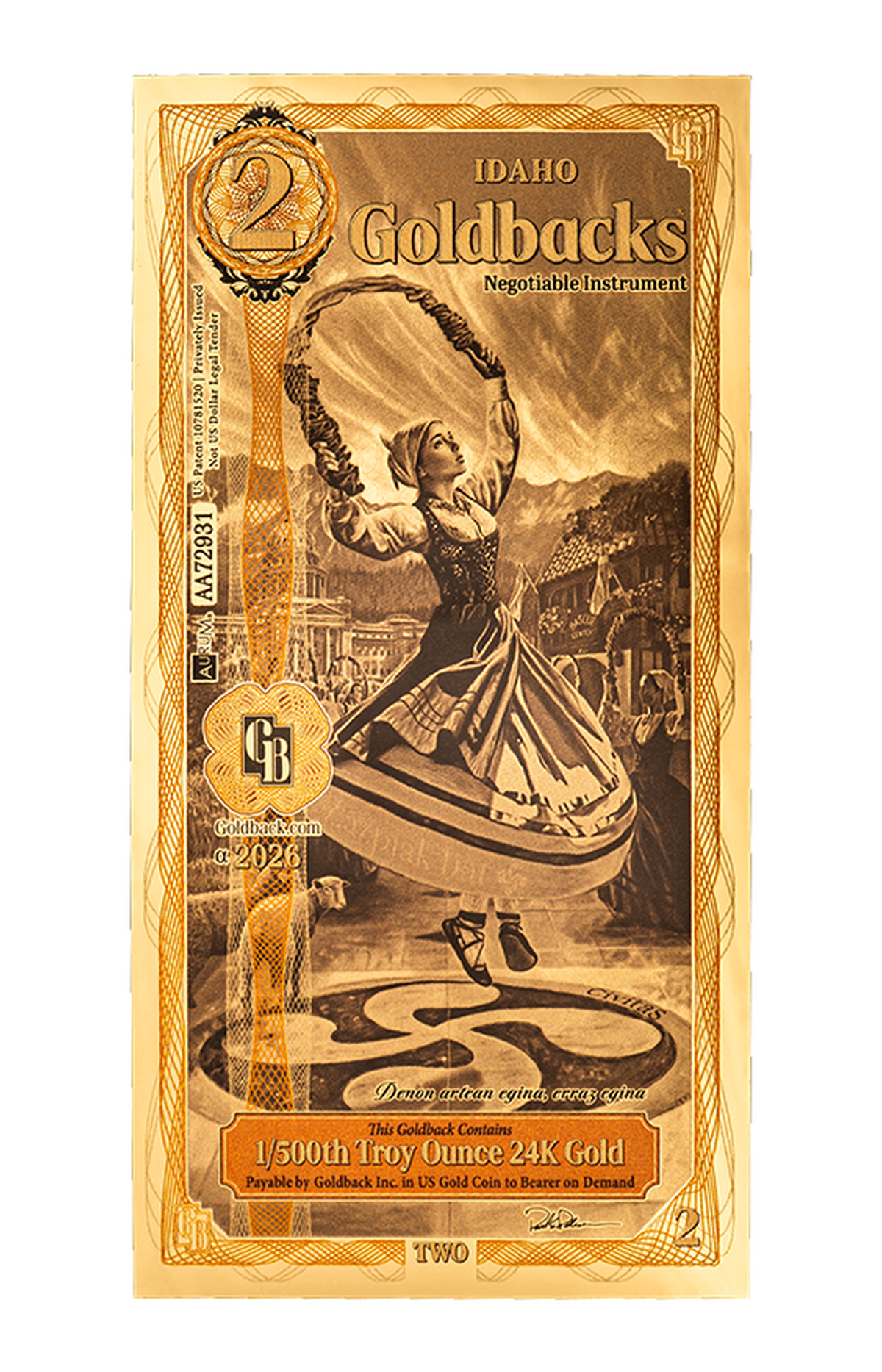 2 Idaho Goldback Alpha Edition front