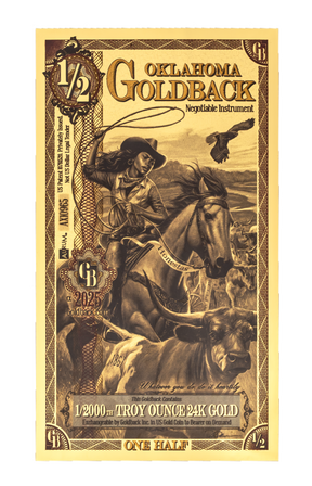 1/2 Oklahoma Goldback Alpha Edition front