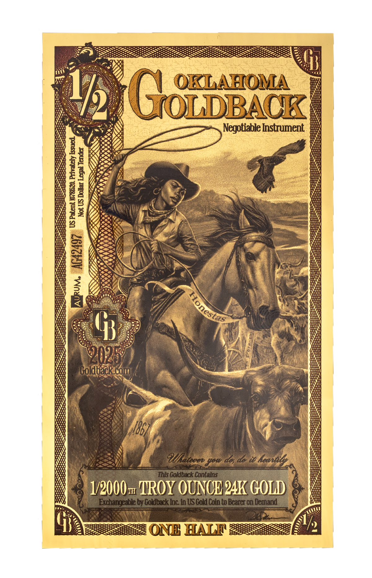 1/2 Oklahoma Goldback front