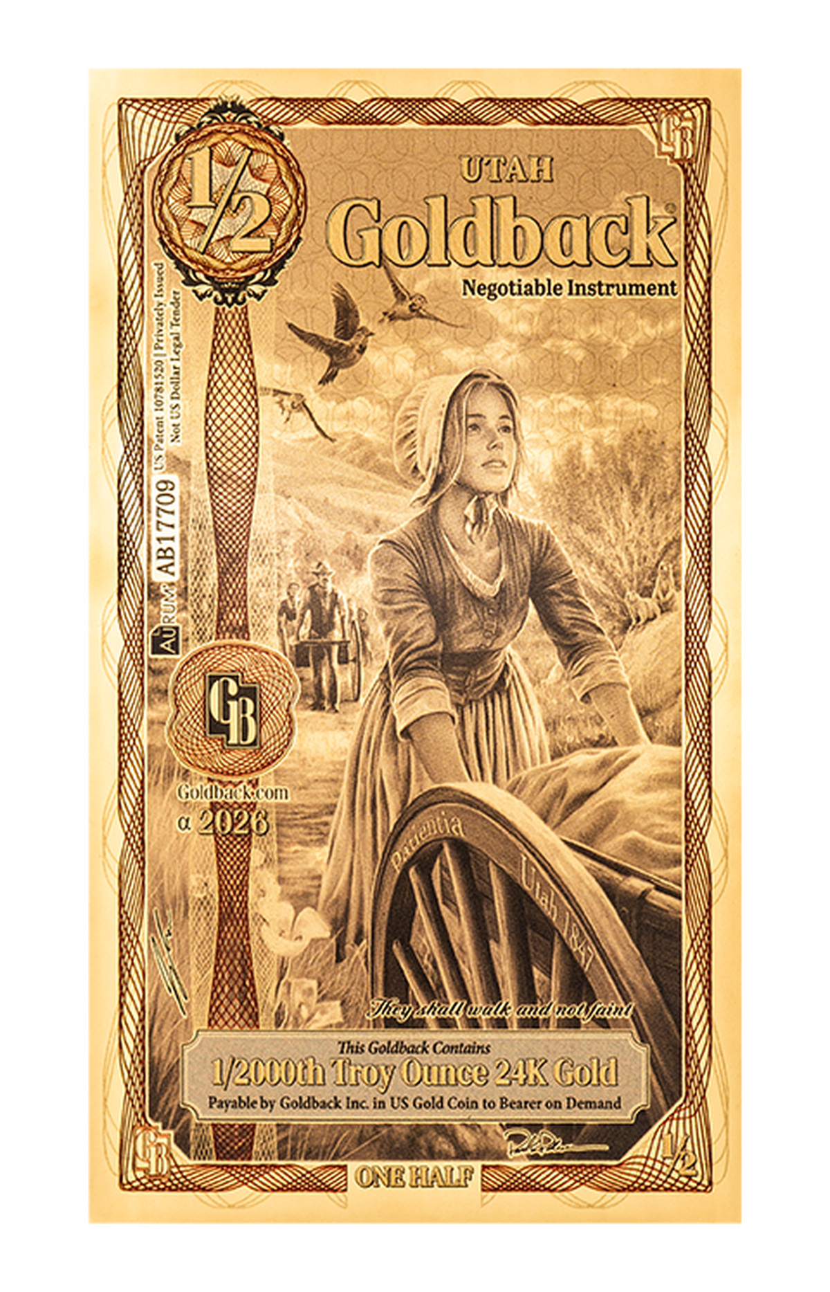 1/2 Utah Goldback Alpha Edition front