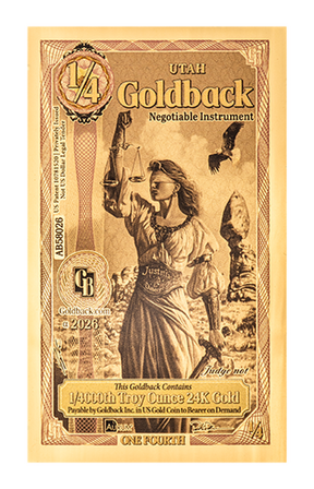 1/4 Utah Goldback Alpha Edition front