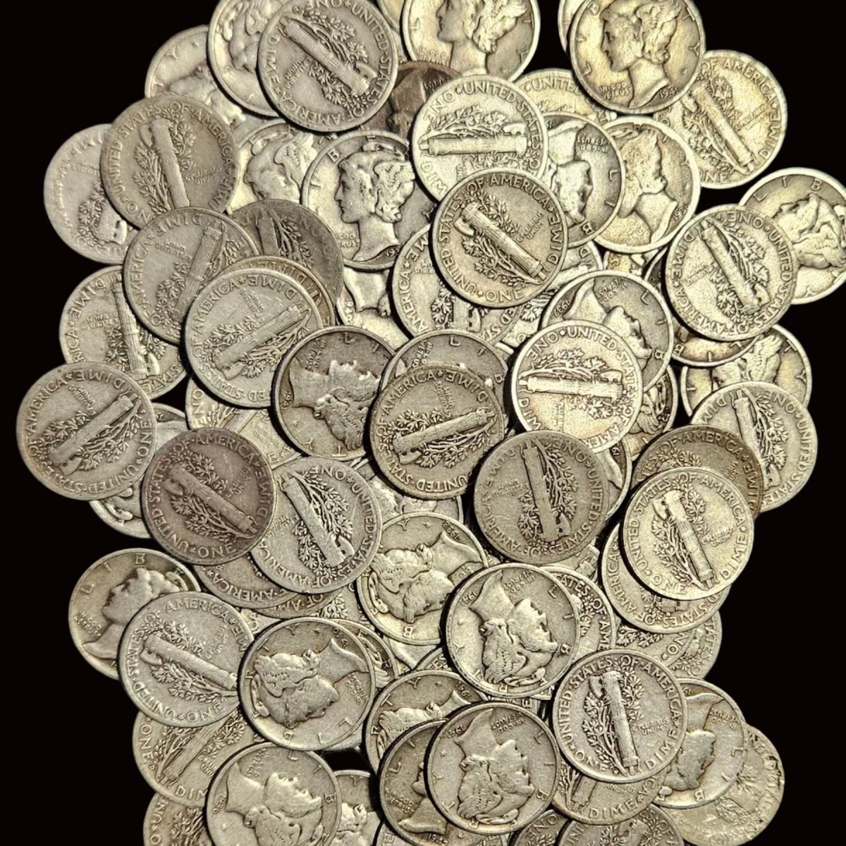 90% Silver Mercury Dime — Circulated, Random Date (1916–1945)