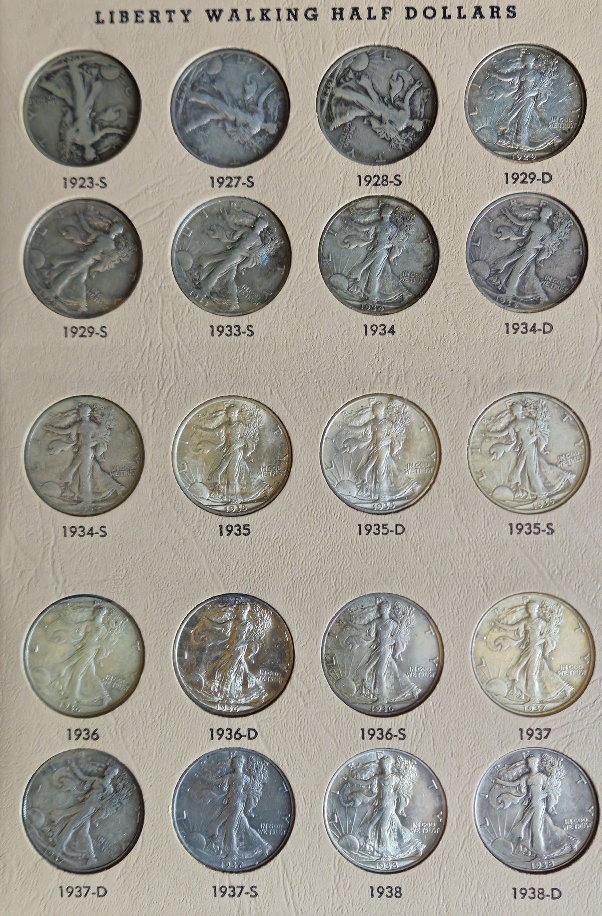 Complete Walking Liberty Half Dollar Collection 1916–1947 — All 65 Coins — Key Dates