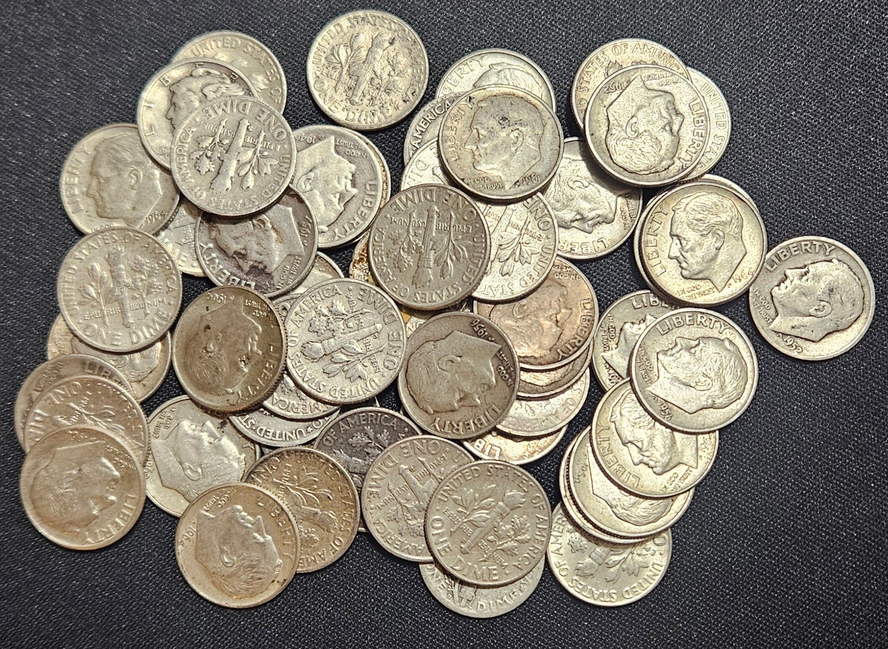 90% Silver Roosevelt Dime – Circulated Random Date (1946–1964)