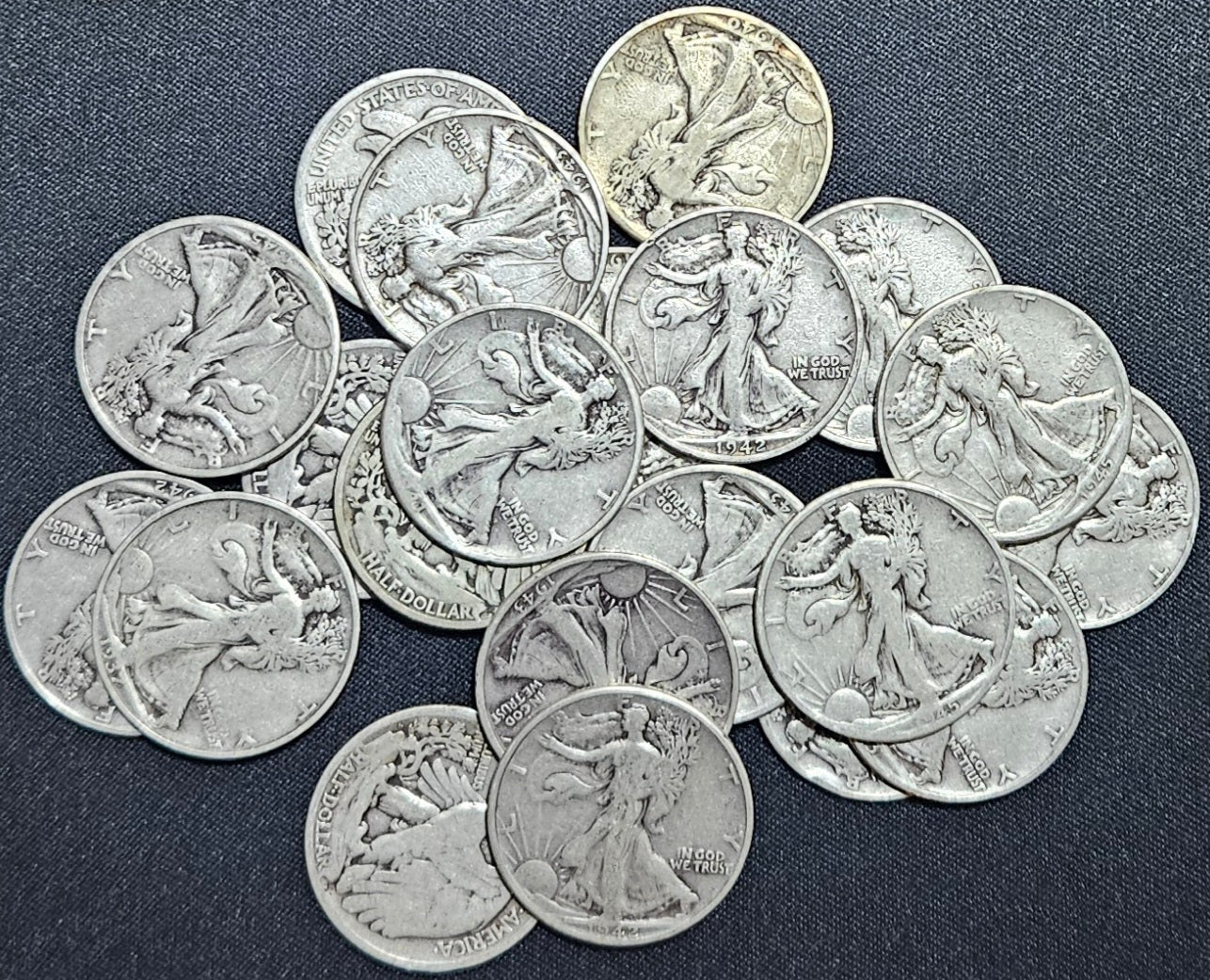 90% Silver Walking Liberty Half Dollar – Circulated Random Date (1916–1947)